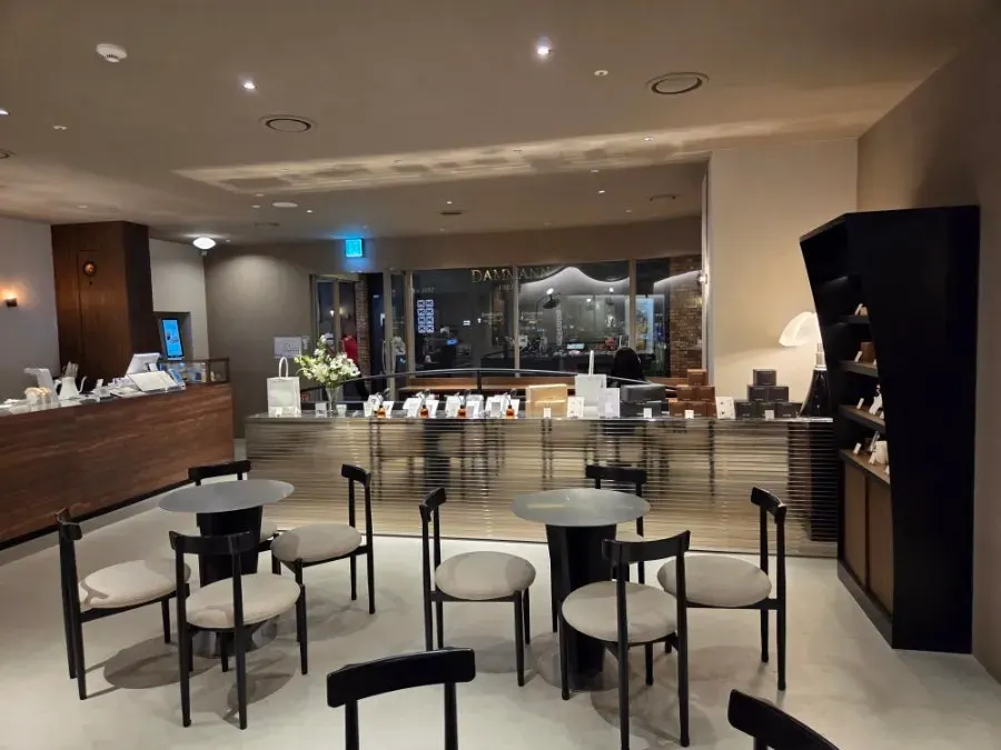 Wood-toned café interior