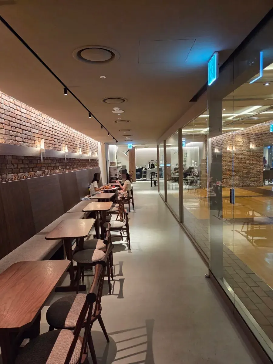 Wood-toned café interior