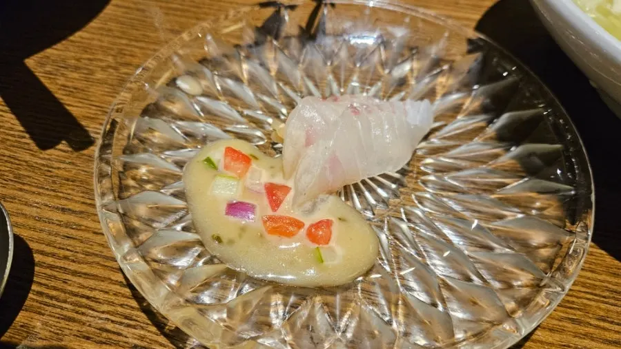 Perilla-oil capellini pre-meal noodle dish