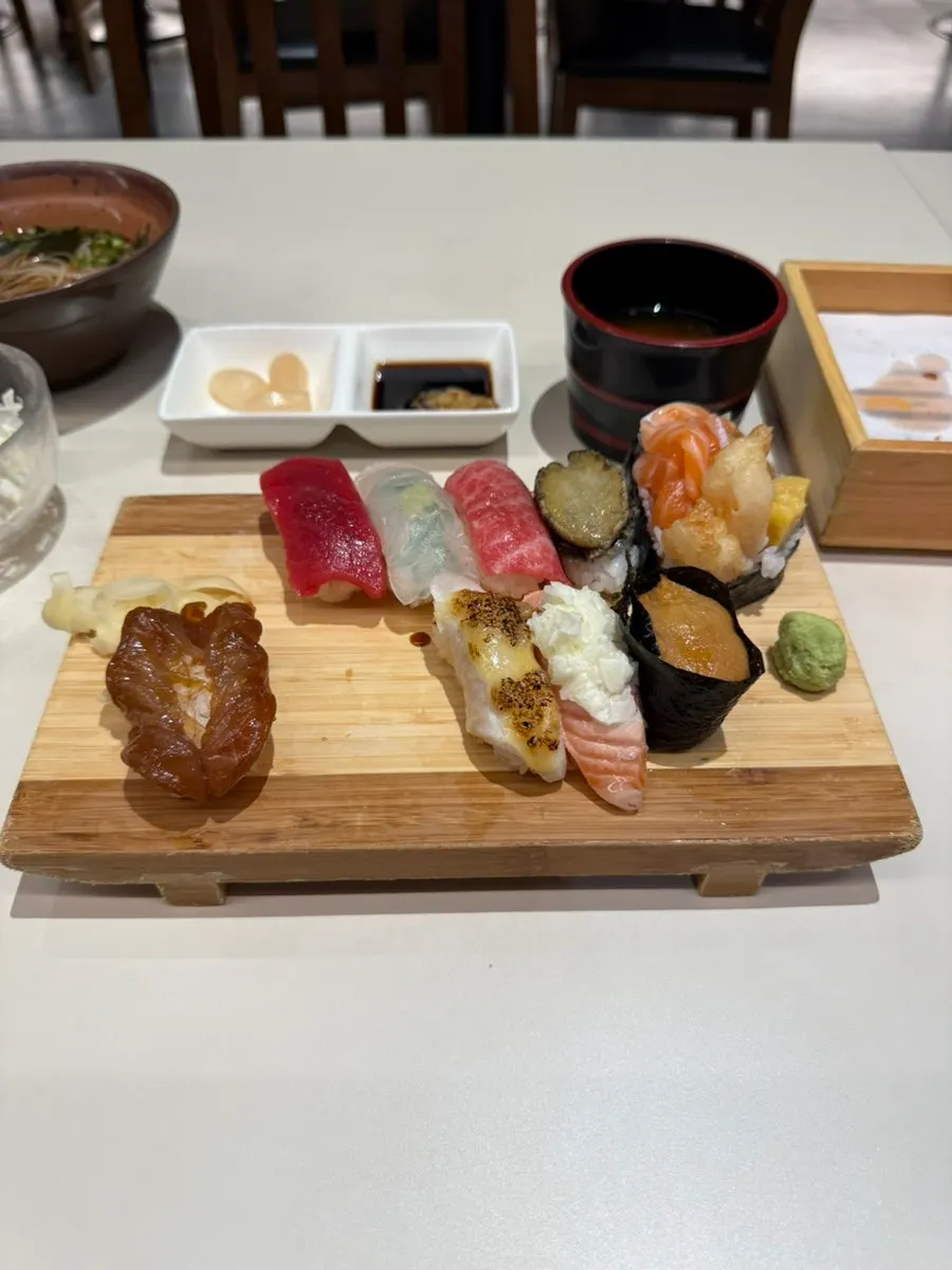 Futomaki roll packed with salmon and fried shrimp