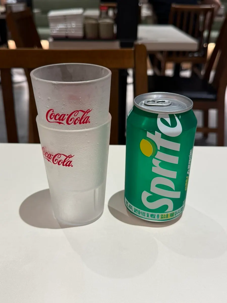 Sprite ordered alongside the sushi