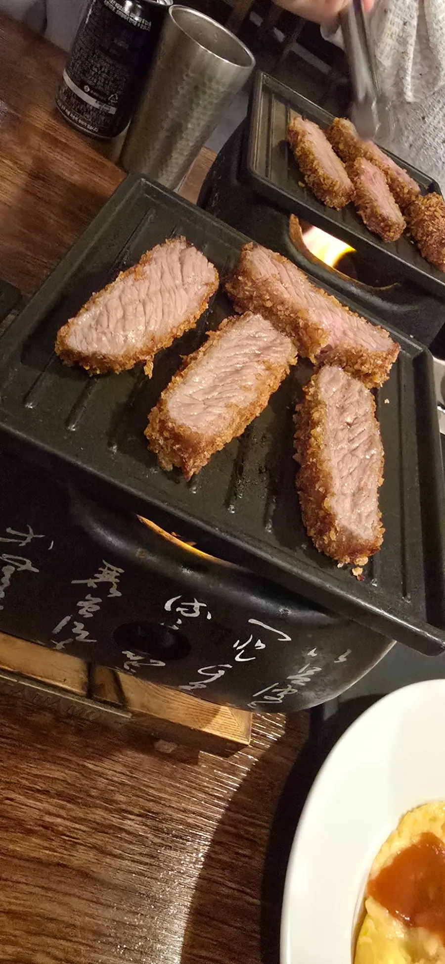 A piece of gyukatsu with the red color gone