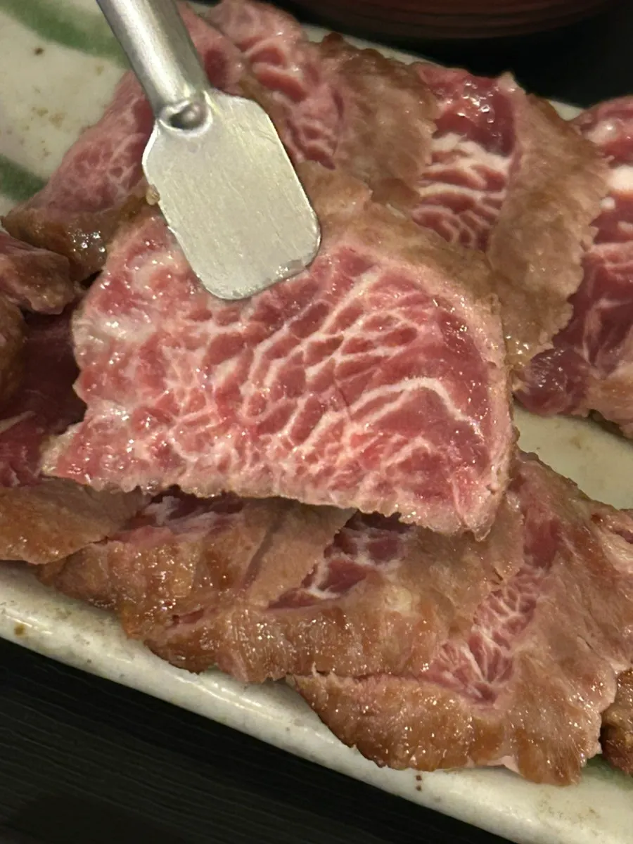 Close-up of grilled gyusteki beef