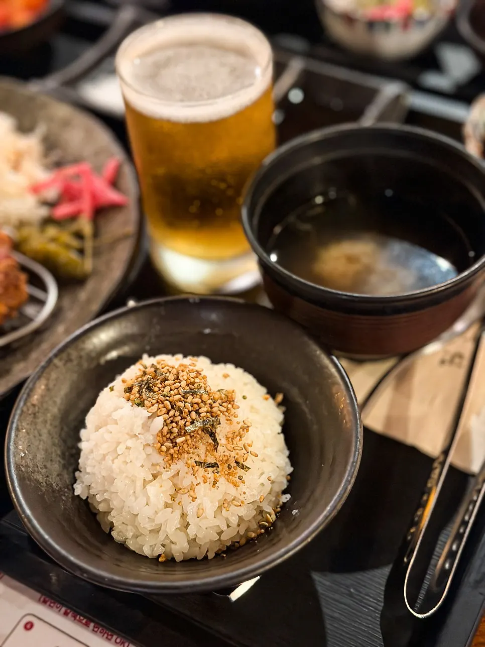 Kirin Ichiban draft beer paired with the gyukatsu