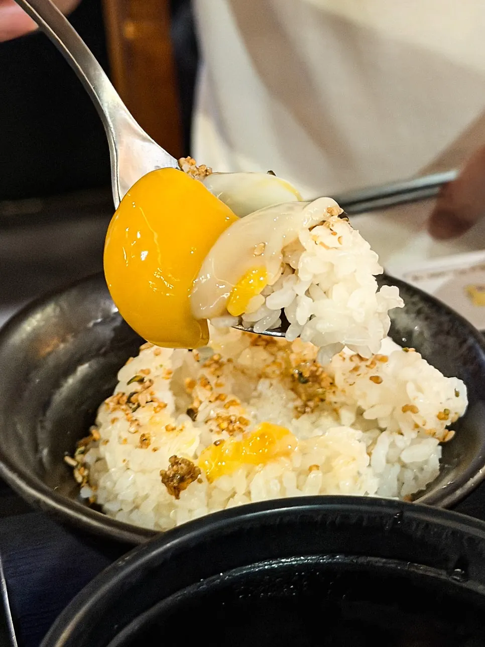 Furikake rice mixed with added tamago (egg)
