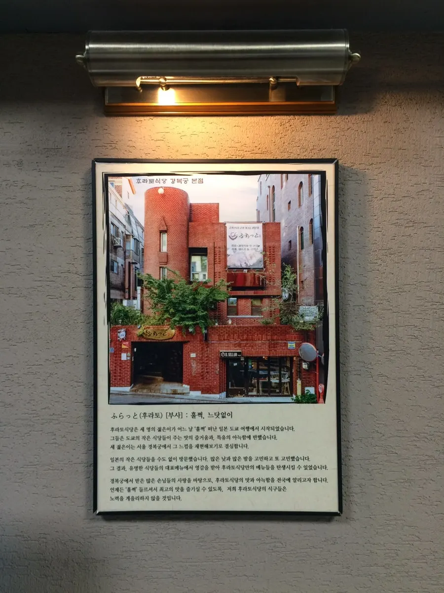 Japanese-style photo posted at the entrance of Hurato Sikdang