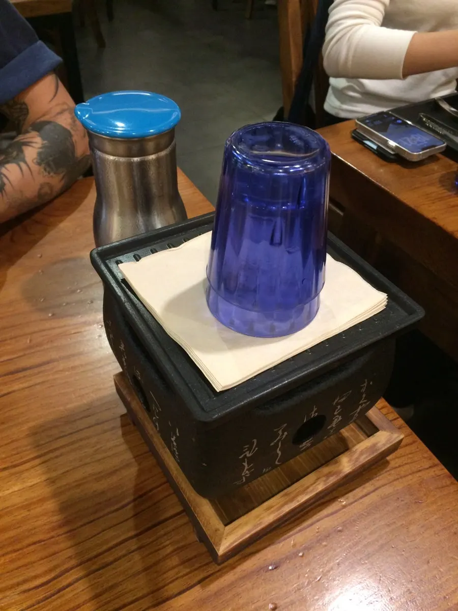 Personal grill set at each table