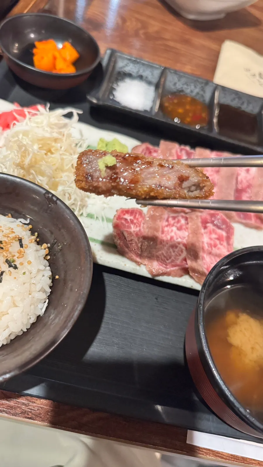 Gyukatsu with wasabi and salt