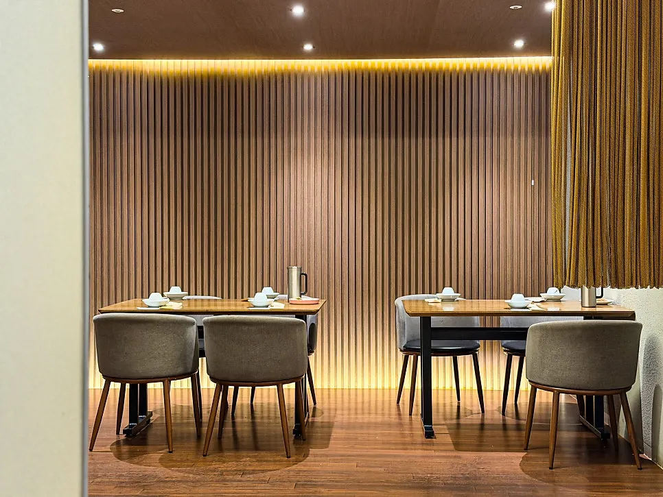 Wide shot of the Modam Dining main dish spread