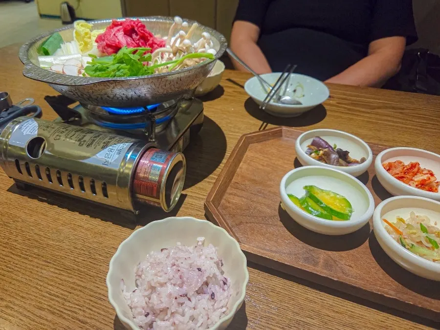 Pot of hanwoo bulgogi hot pot before cooking