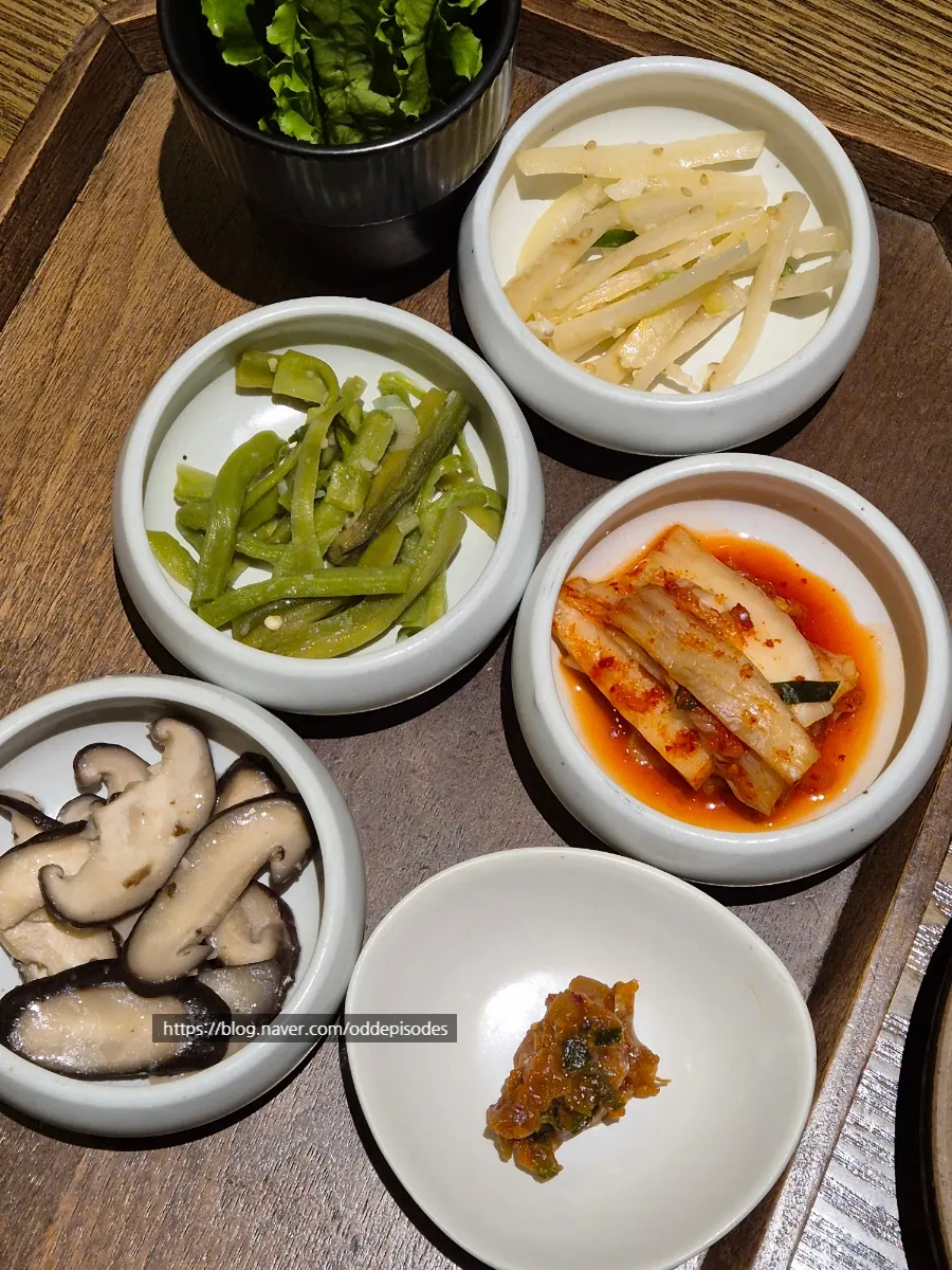 Table setting of the abalone shrimp jang and butter rice set