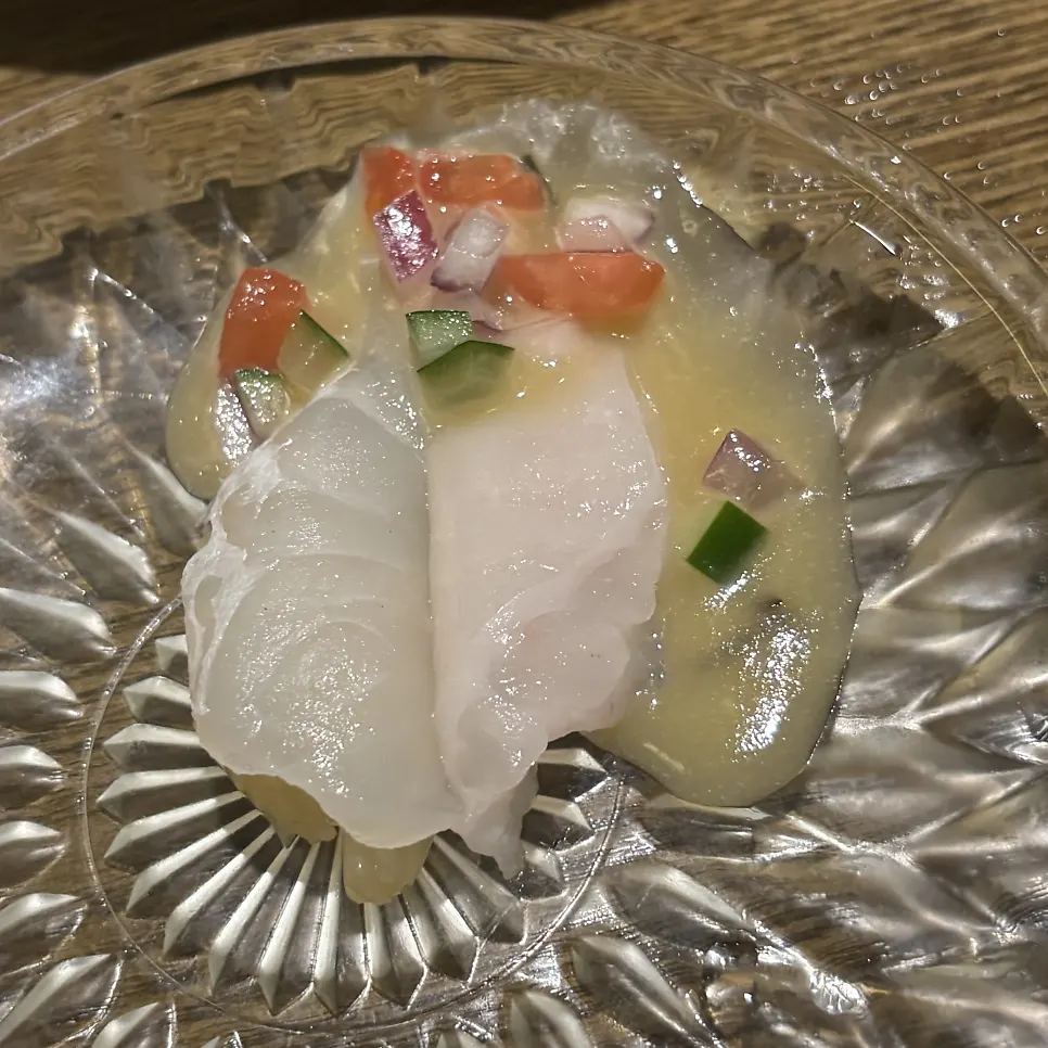 Two pieces of sashimi included in the course