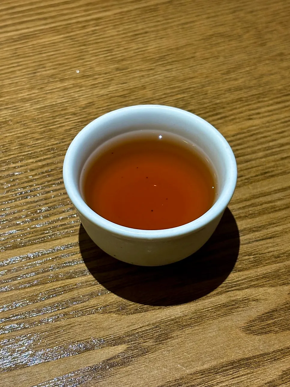Plum tea served as dessert to finish the meal