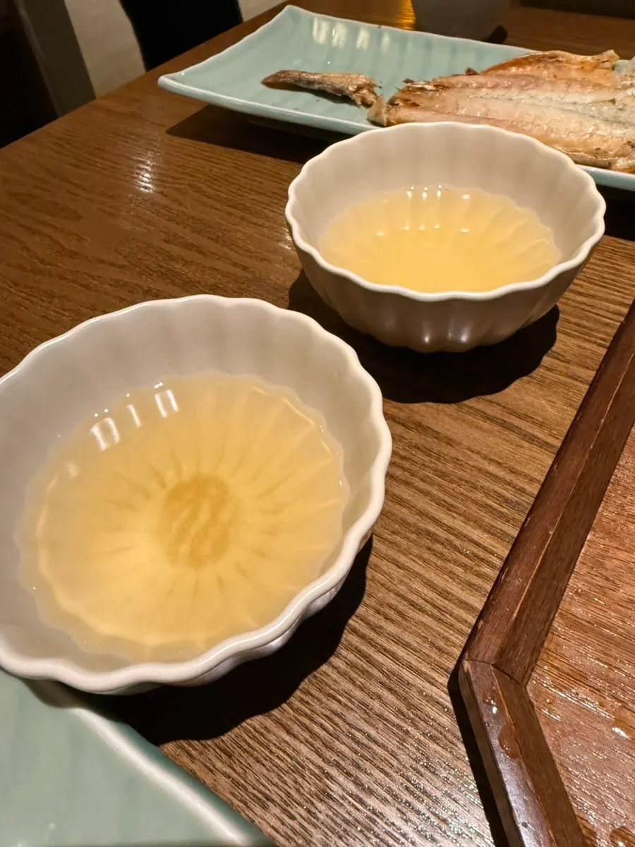 Cool green tea water and white rice