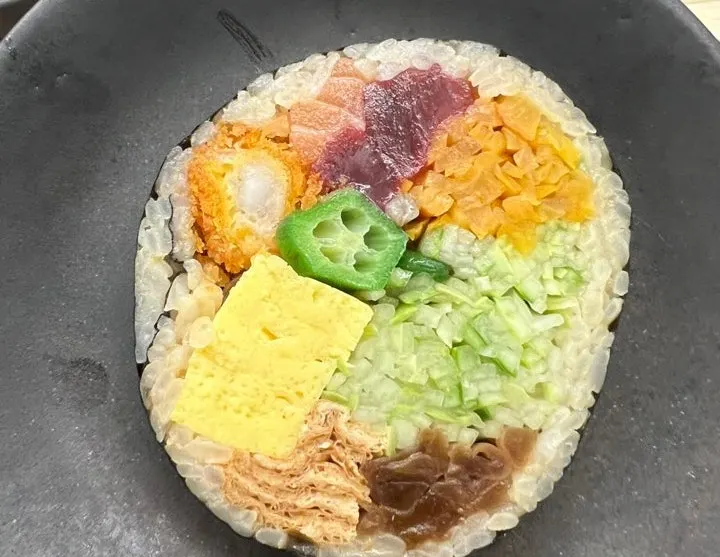 Raw shrimp sushi topped with caviar