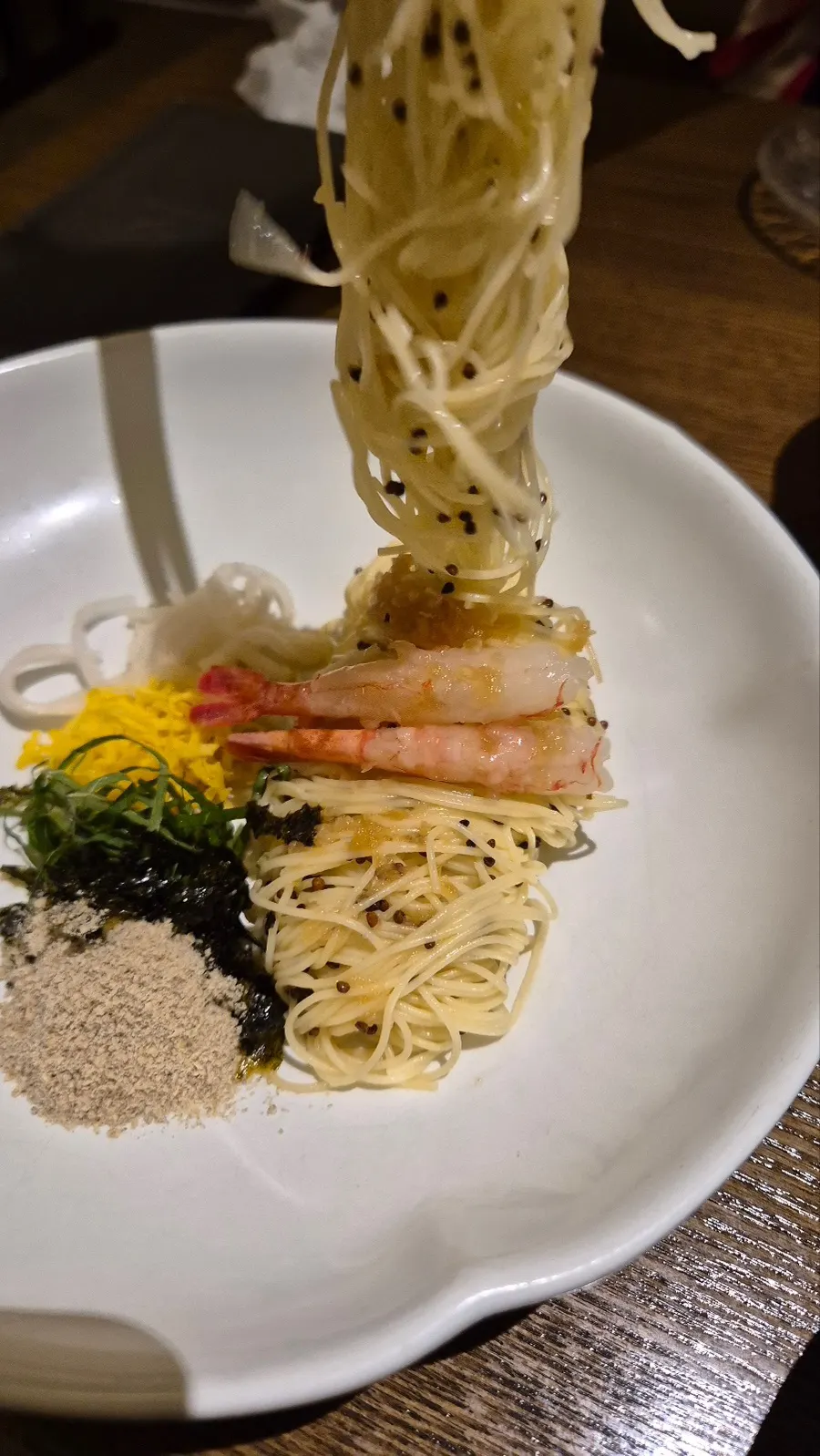 Perilla-oil capellini in the Korean course
