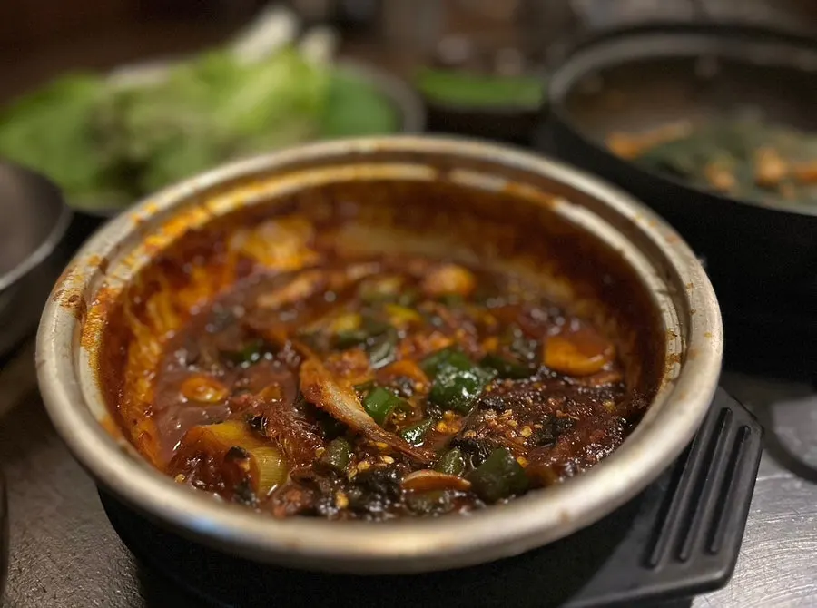 Plate of salted anchovy sauce that goes well with rice