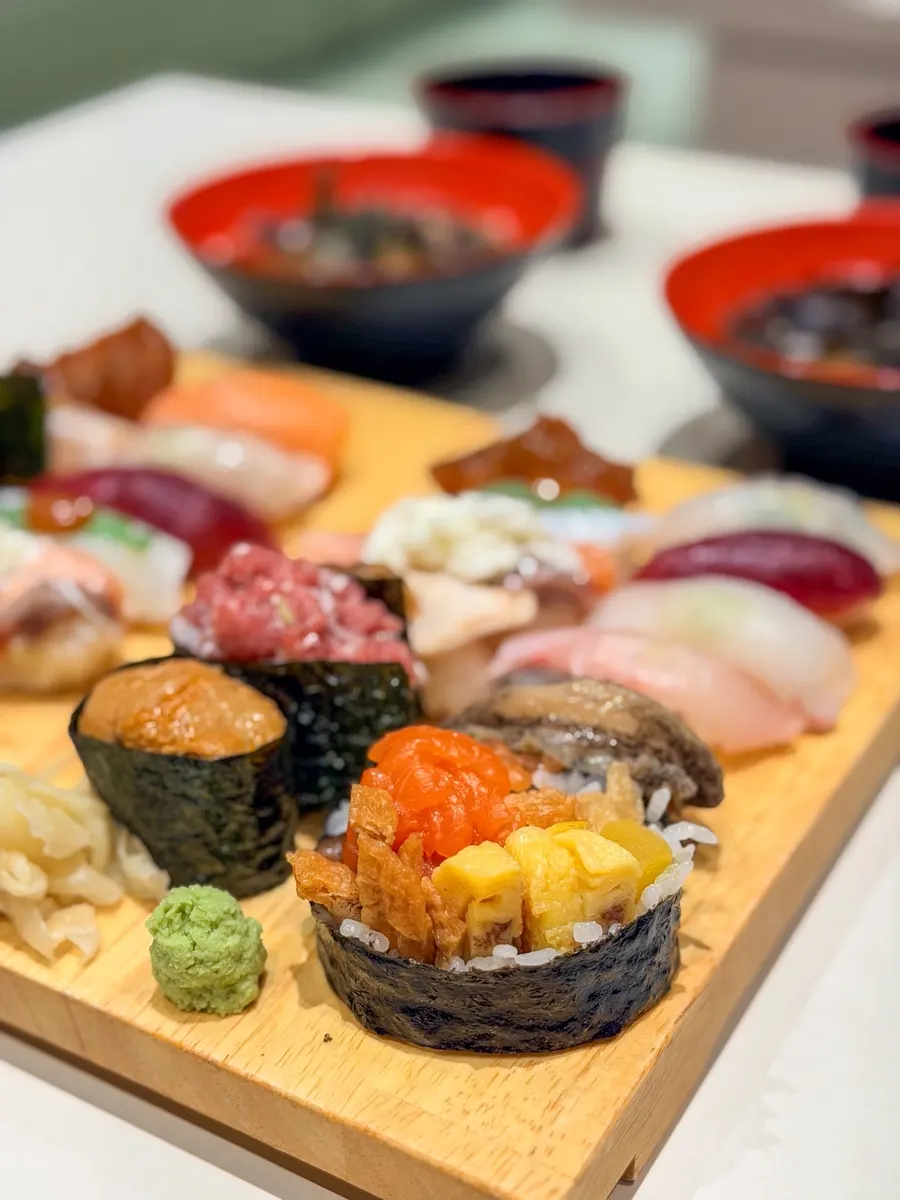 Two Elephant Sushi sets laid out on the table