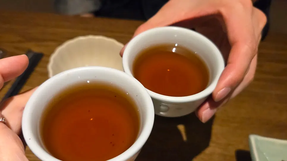 Plum tea served at the end of the meal