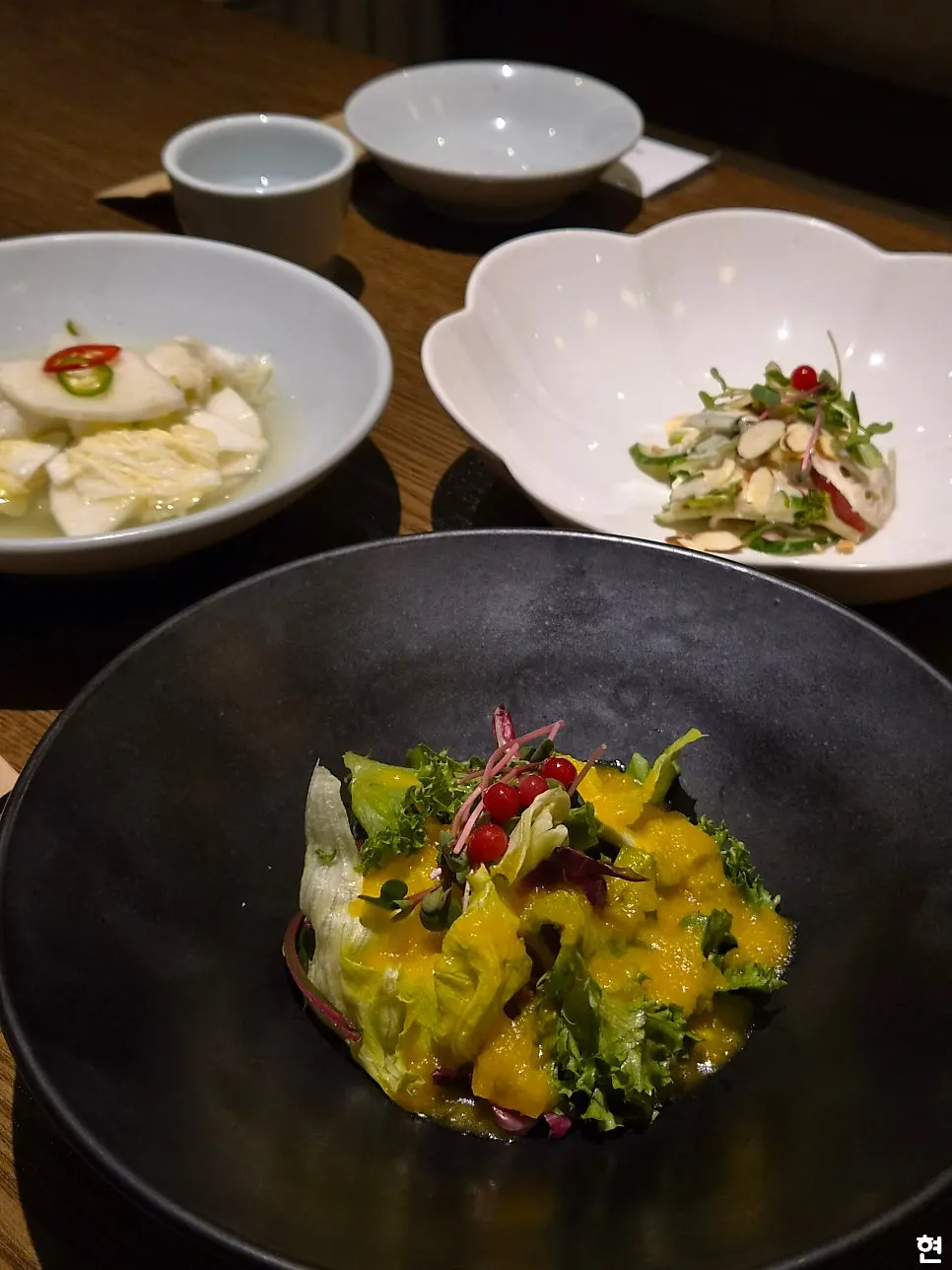 Three appetizer side dishes at Modam Dining
