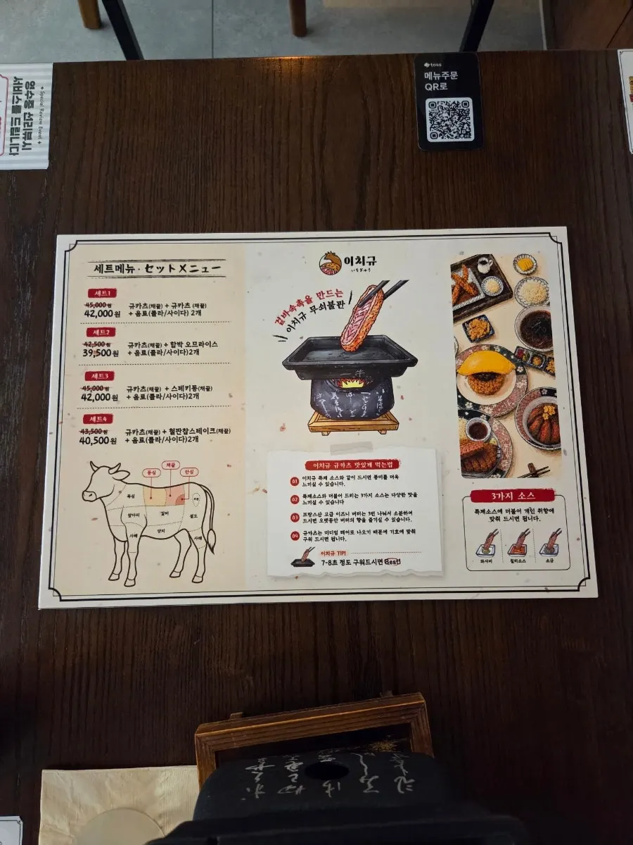 Sirloin gyukatsu and hambak omurice set menu