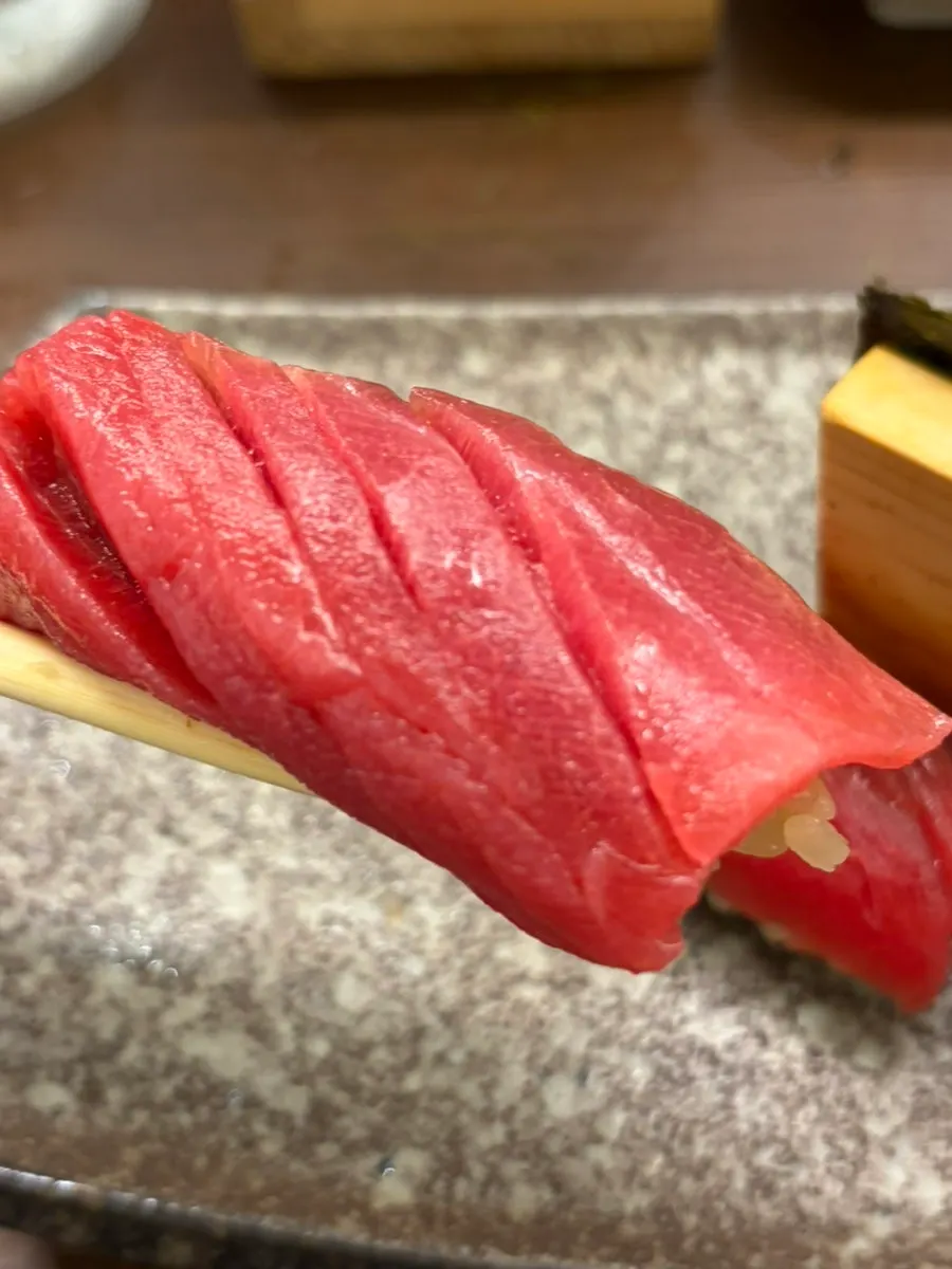 Tuna sushi topped with negitoro