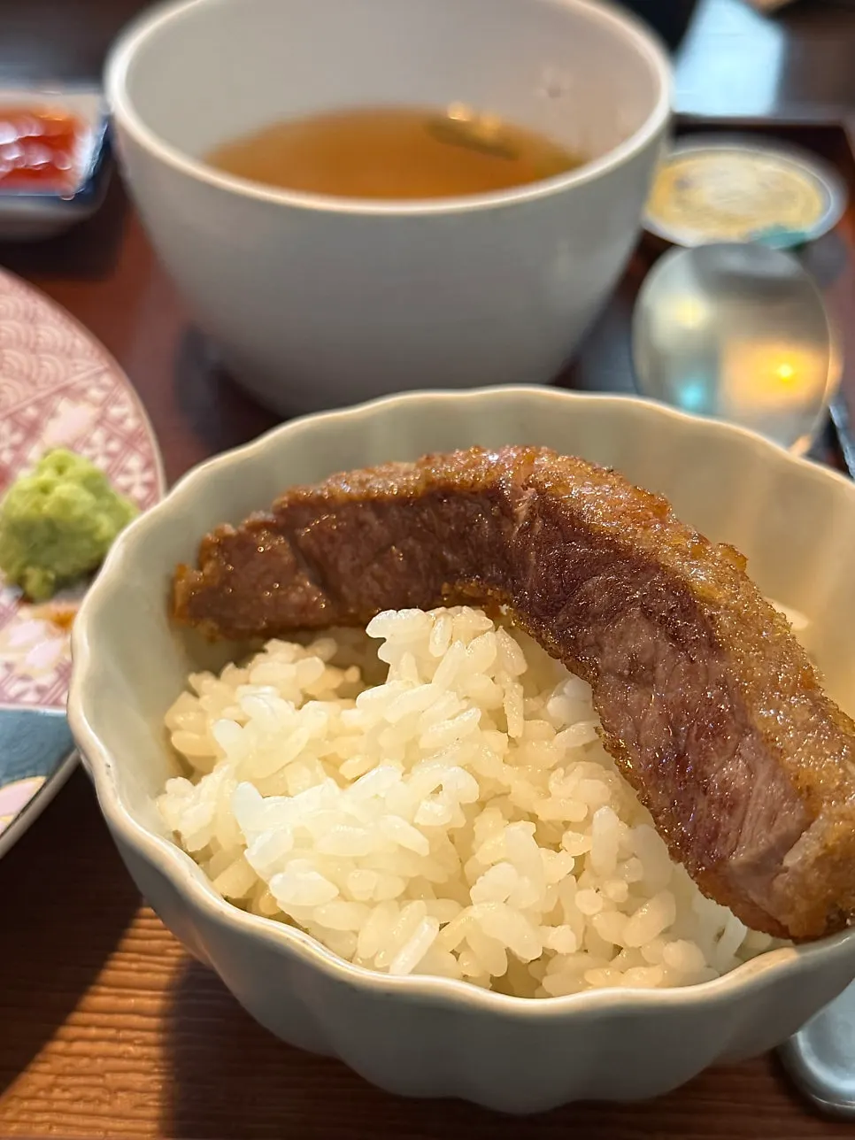 Gyukatsu grilled on the tabletop brazier