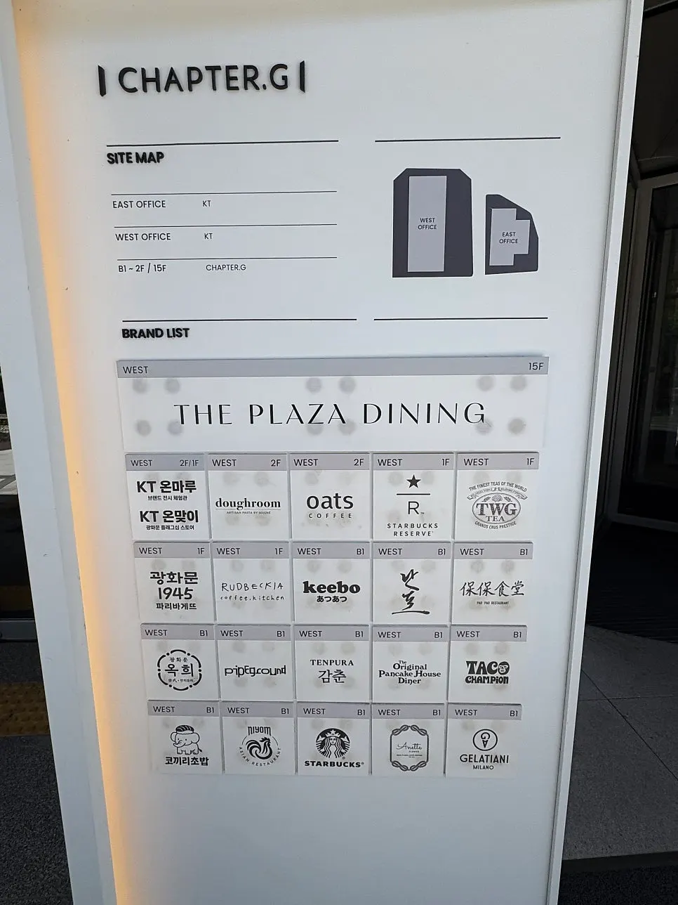 Exterior of the KT Tower building in front of Gwanghwamun Station Exit 2