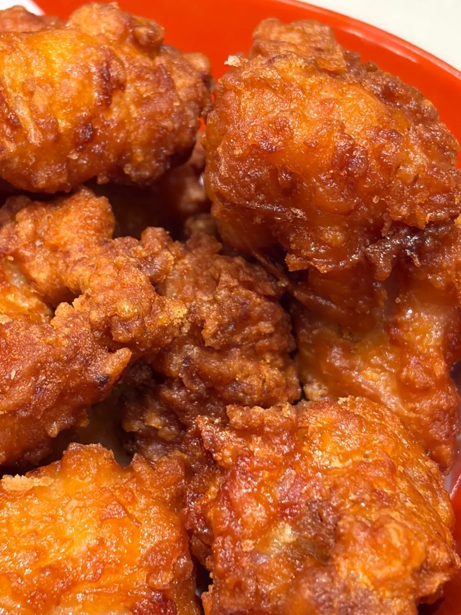 A plate of golden fried boneless chicken karaage