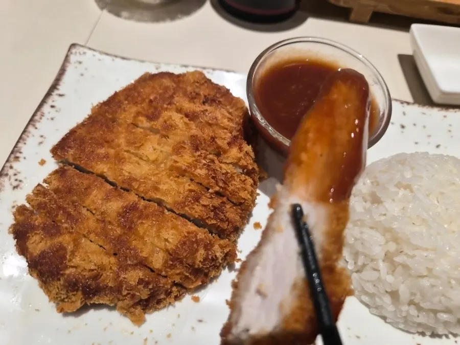 Crispy fried pork cutlet with rice