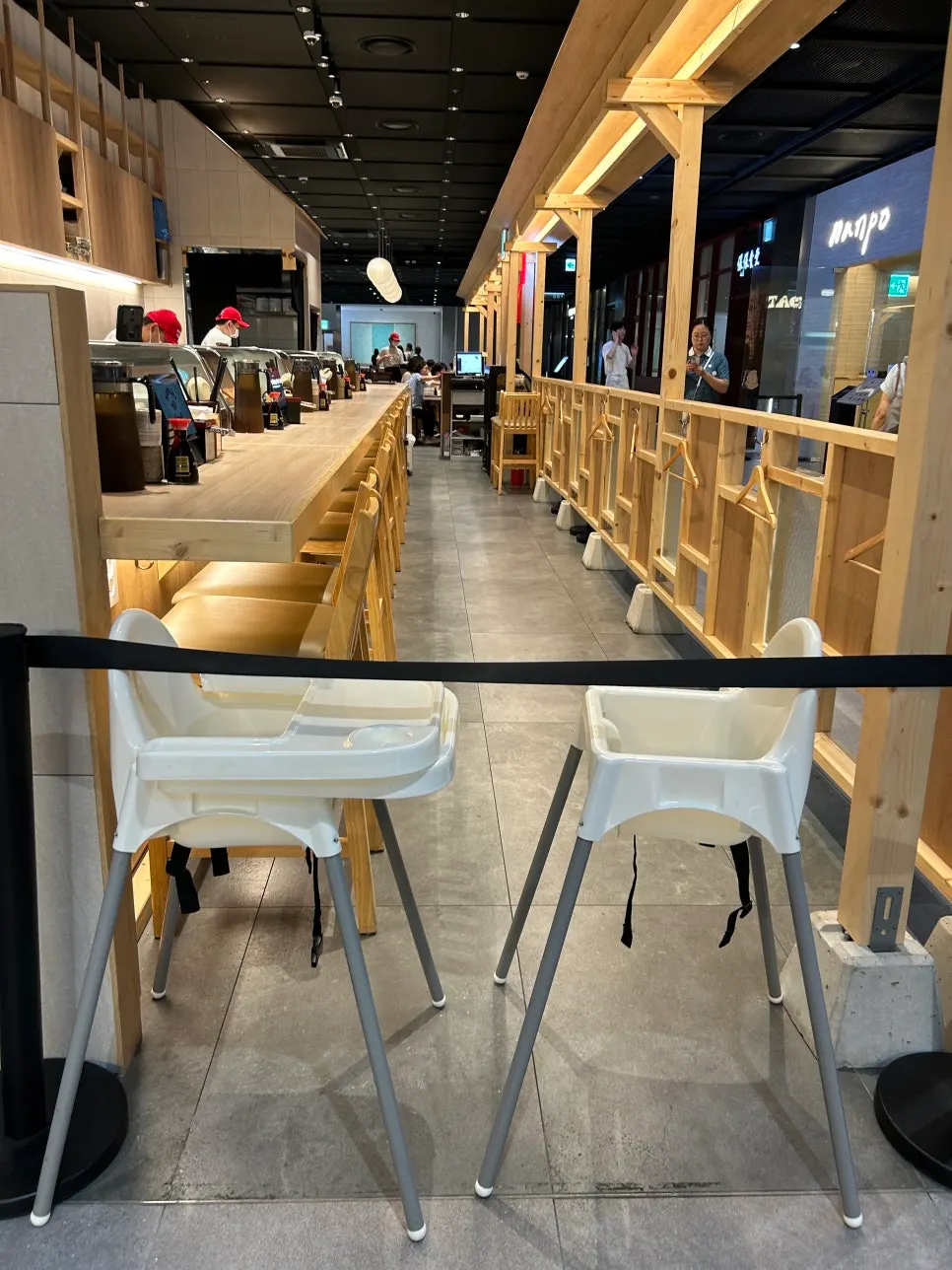 Wide view of the spacious restaurant interior