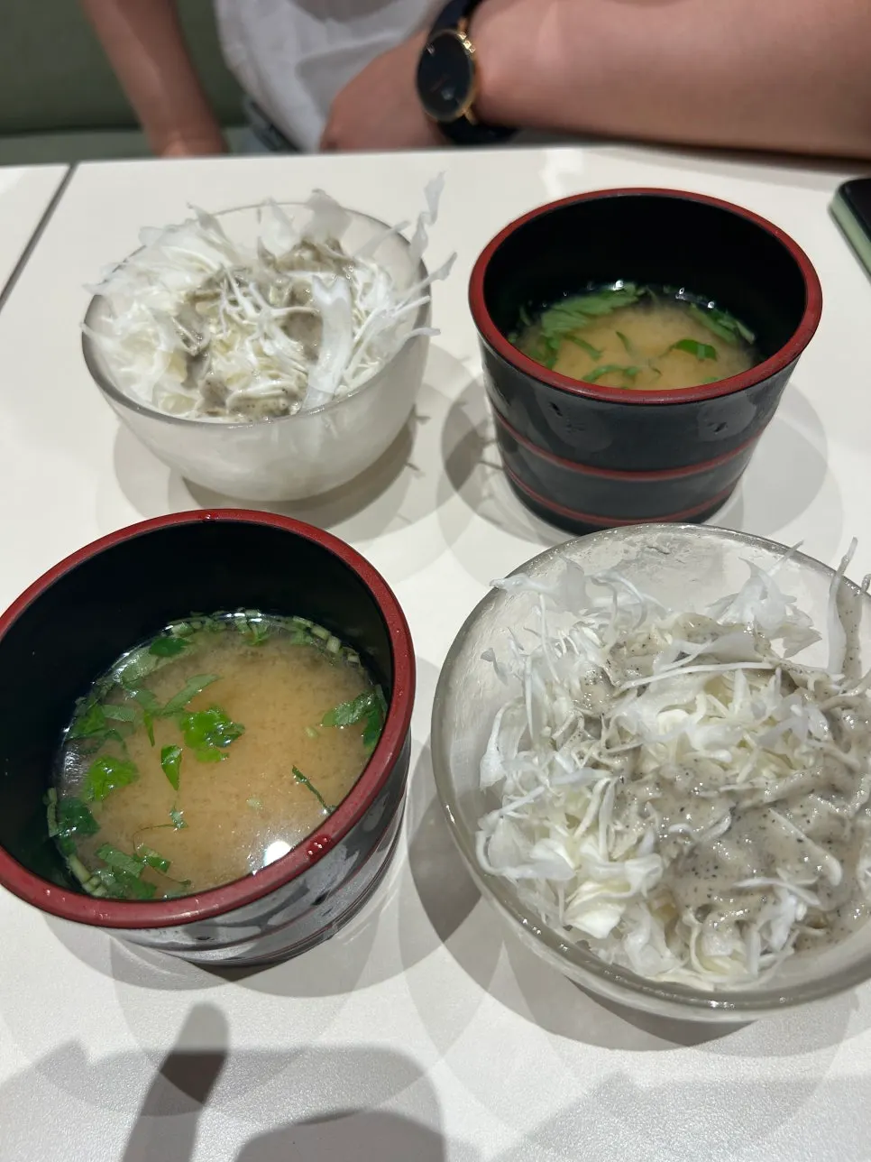Broth and salad served as basics
