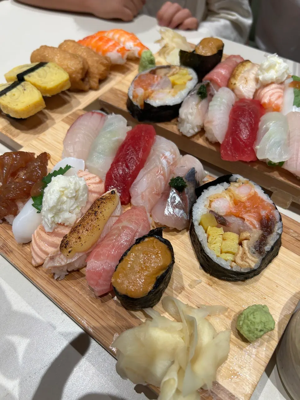 Sushi made up of a variety of fish and seafood