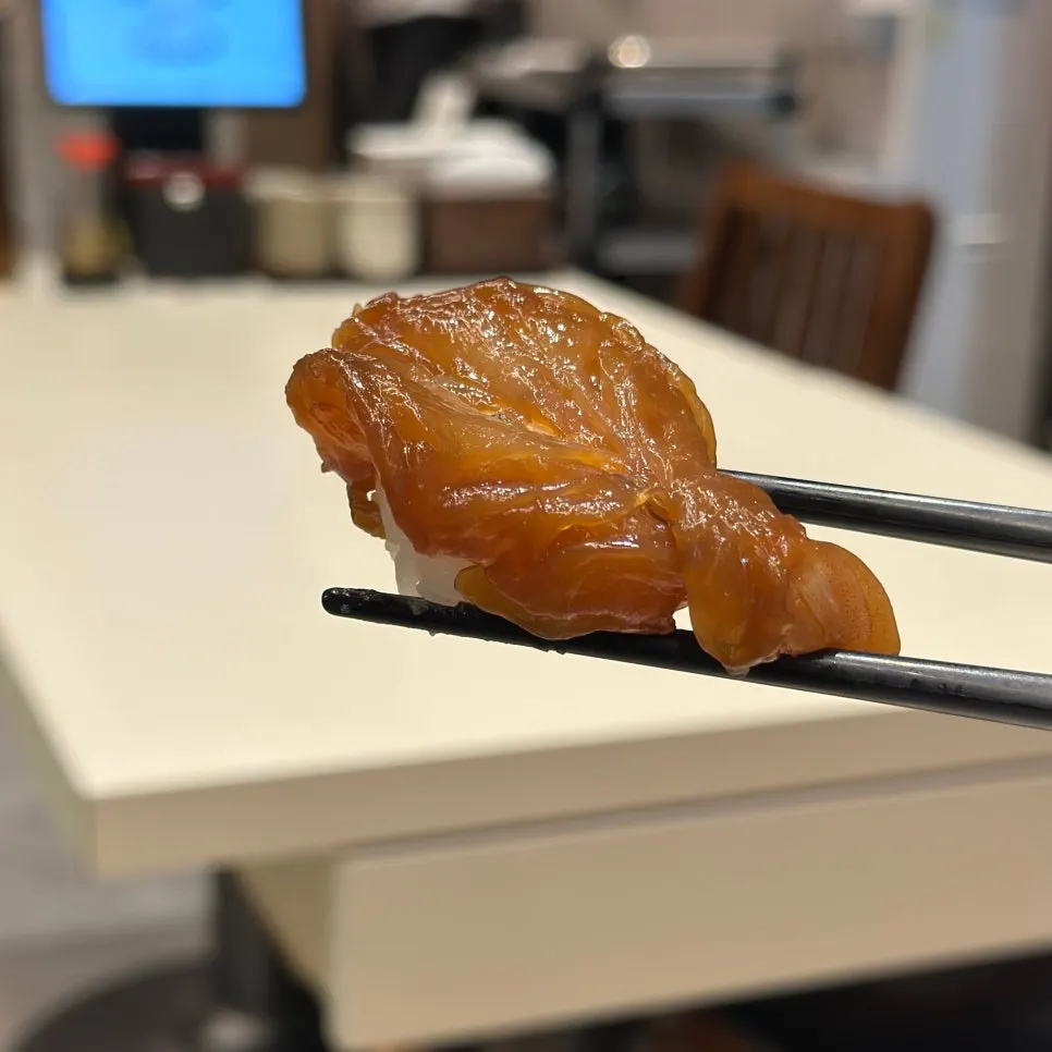 Soy-marinated shrimp sushi