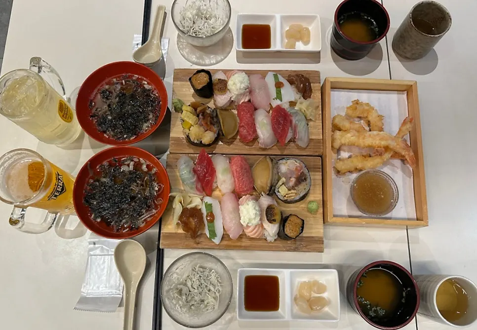 Generous sushi meal spread