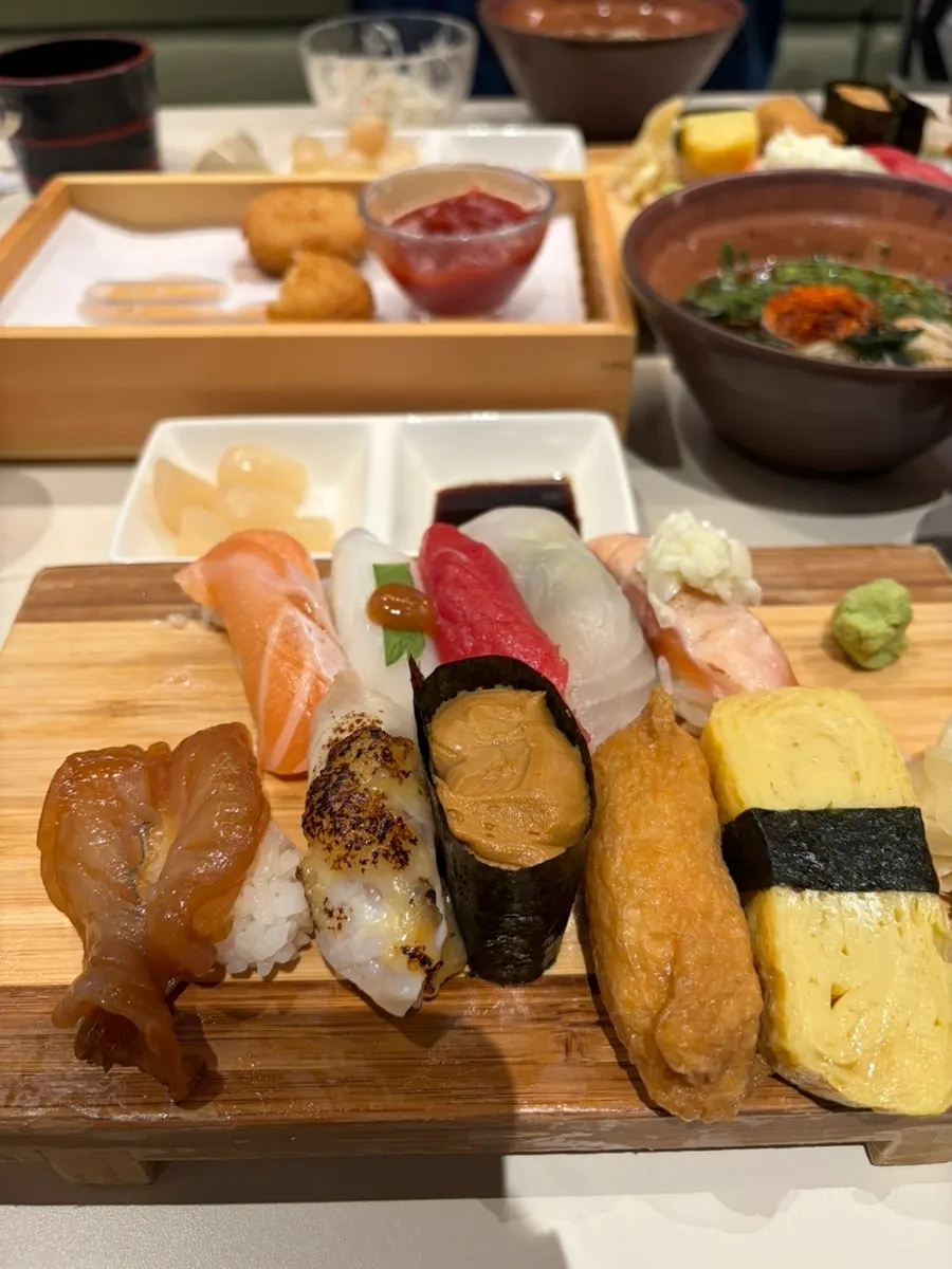 Close-up showing the balanced rice-to-fish ratio