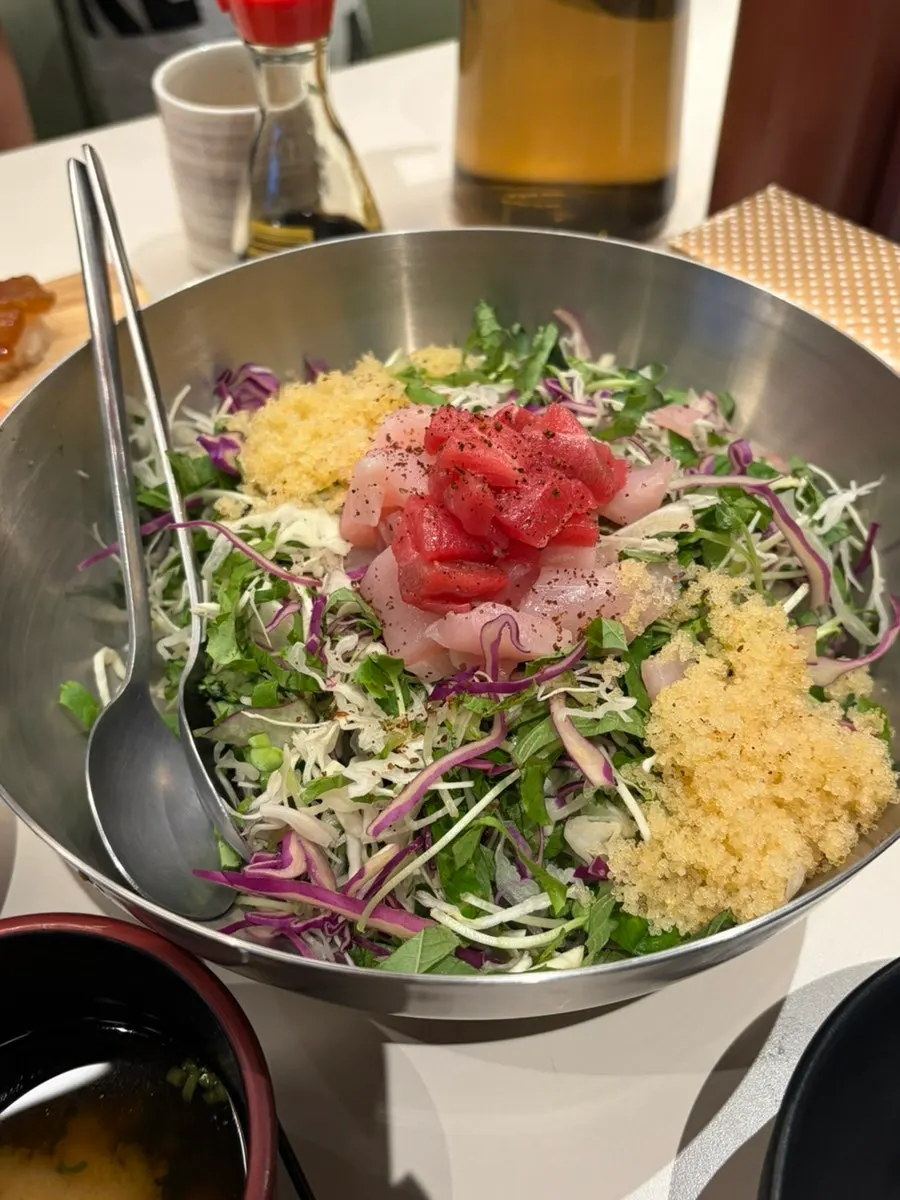 Sushi and somyeon spread while eating