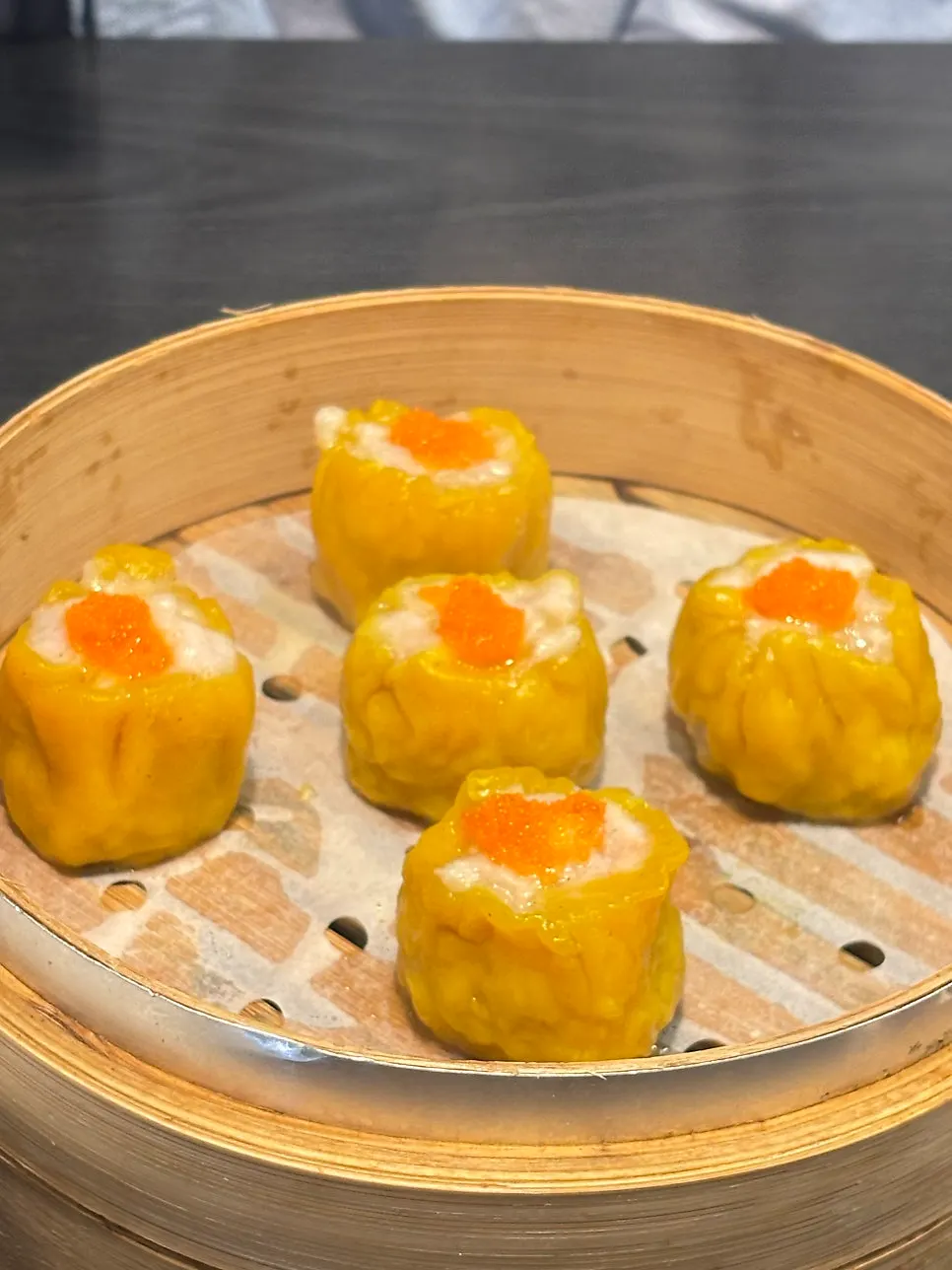 A plate of shumai dumplings at Cheonghwa Uyuk Dosakmyeon