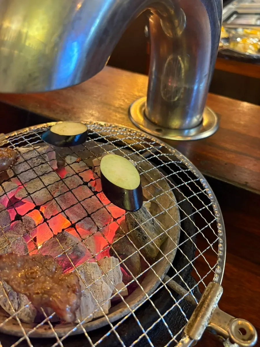 Charcoal grill at Hwarodam with meat cooking