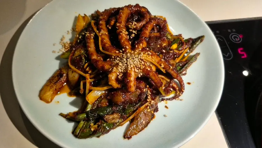 Stir-fried octopus at Wongiok made with whole octopus