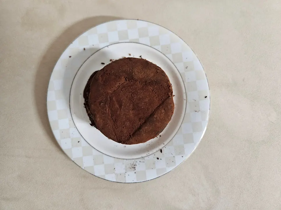 Unwrapped Gwangju real choco pie with seal removed