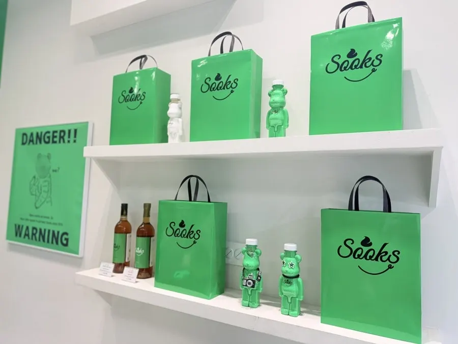 Store interior decorated in green and white tones