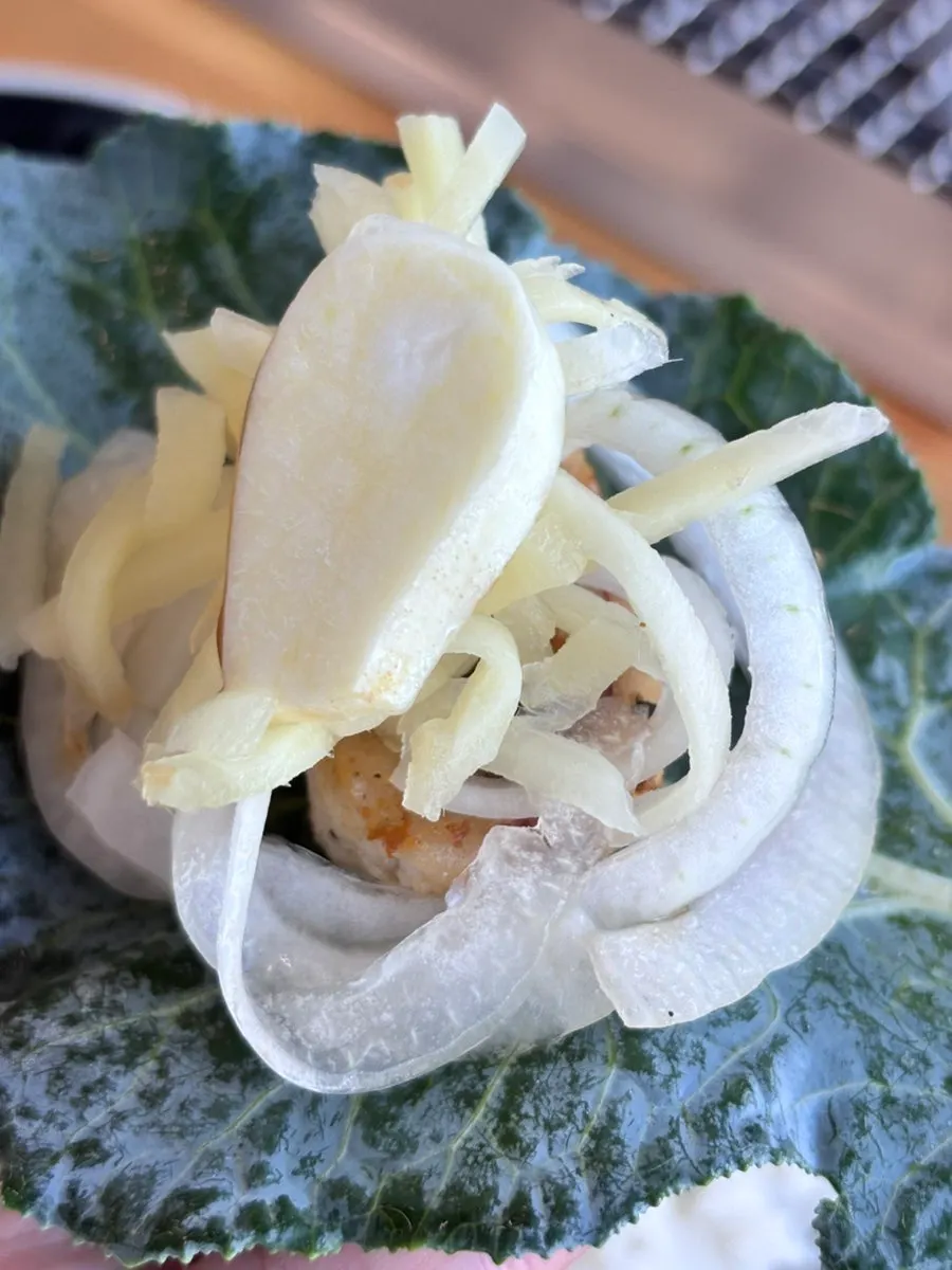A single bite of eel wrap
