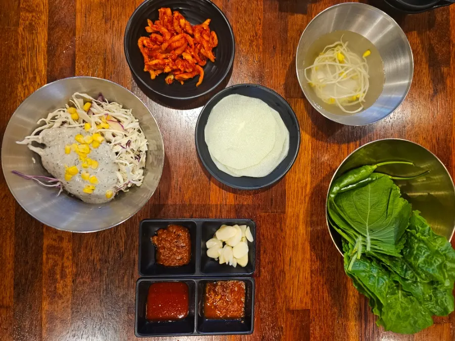 Basic side spread with doenjang jjigae and steamed egg