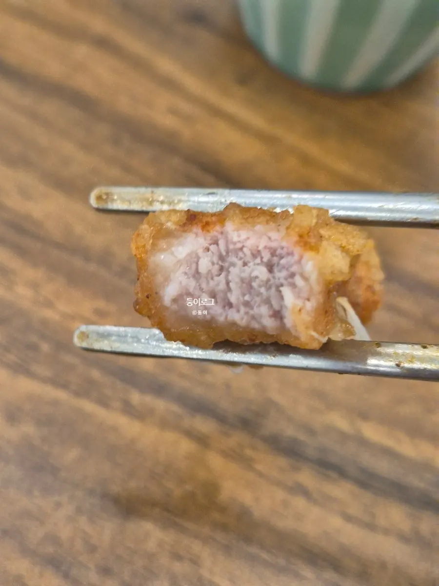 Cross-section of thick sweet and sour pork meat