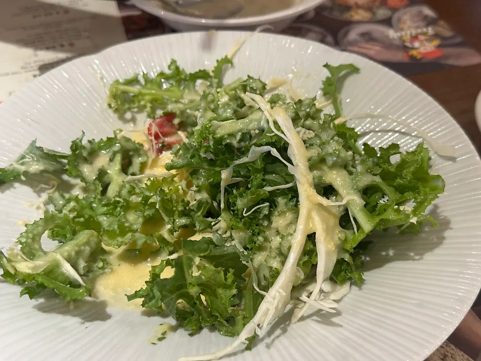 Appetizer soup and salad