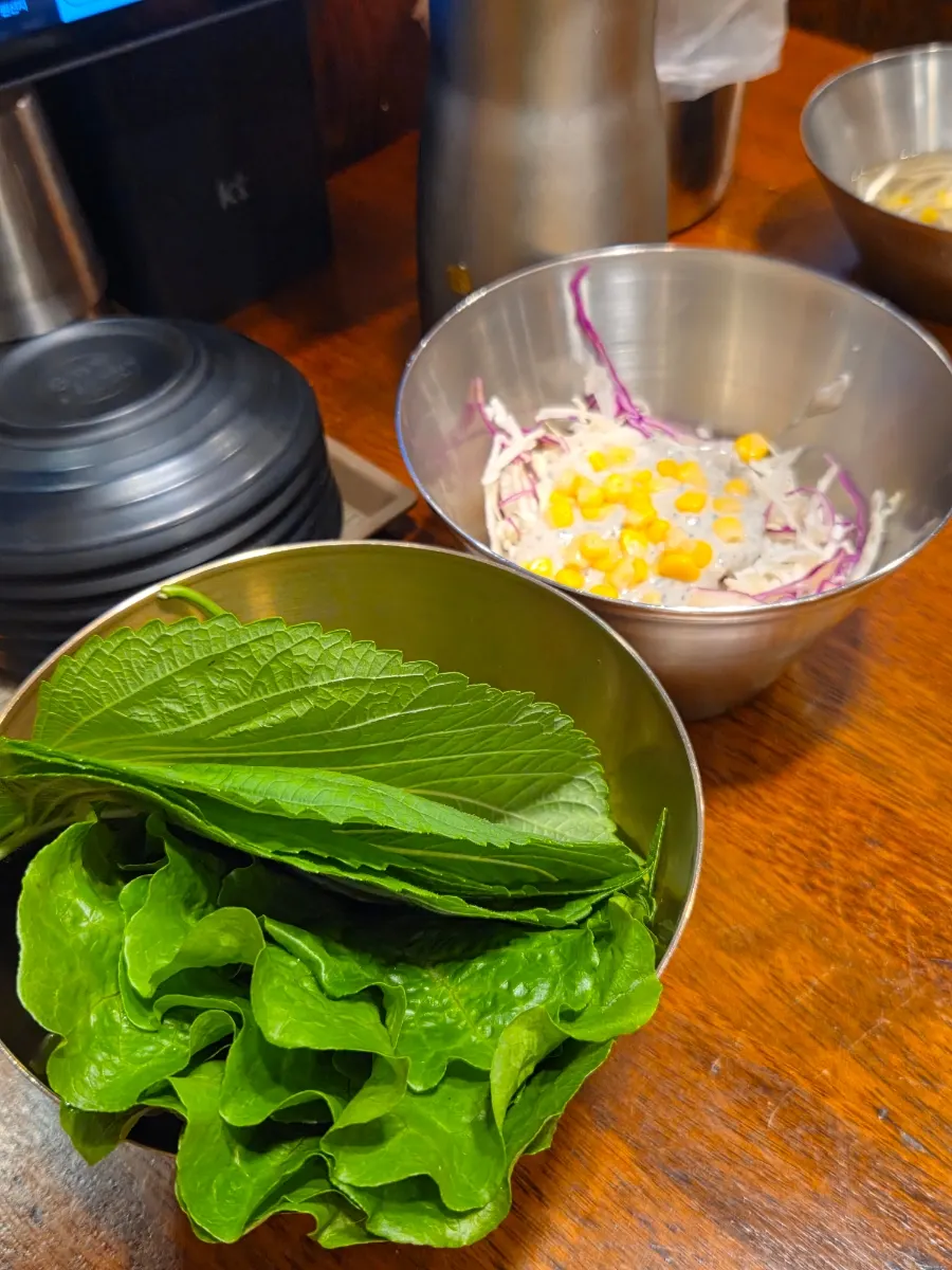 Basic side dish spread with pickled radish and dried radish strips