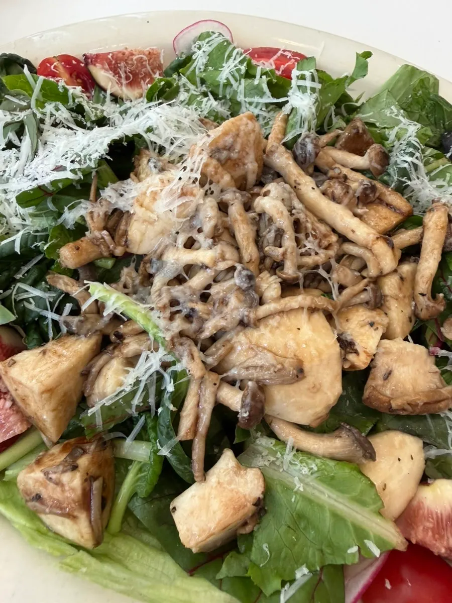 Salad plate drizzled with vinaigrette dressing