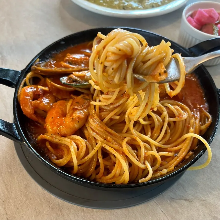 Seafood tomato pasta and sauce
