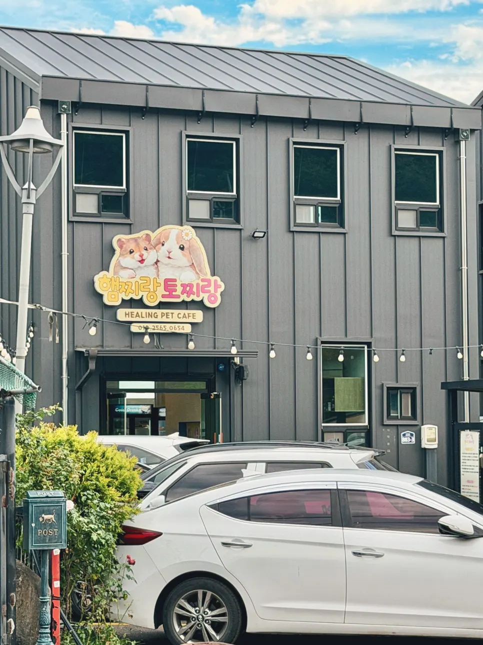 Exterior view of Hamjjirang Tojjirang animal café in Docheok-myeon